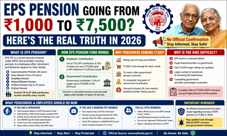 EPS Pension Increase from ₹1,000 to ₹7,500? Check Now